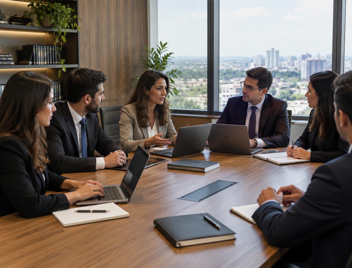 Equipe em reunião no escritório empresarial