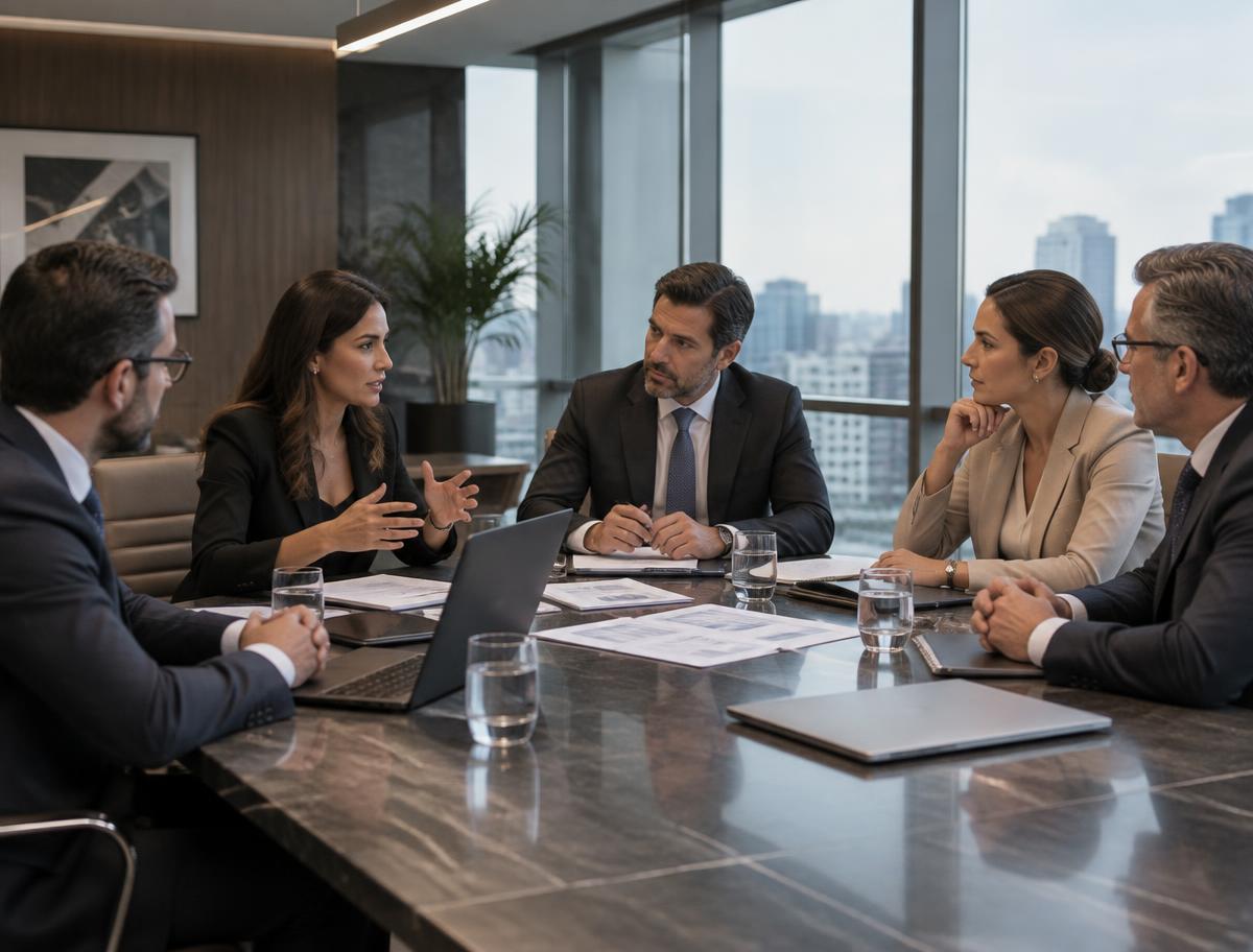 Diretores em reunião estratégica de negócios