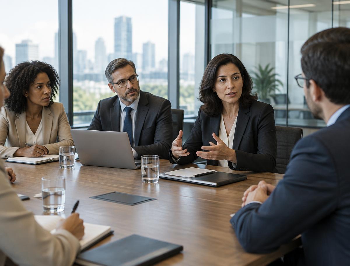 Lideranças de recursos humanos em reunião trabalhista